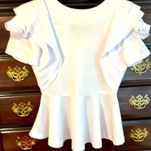 🖤AMAZON Brand Peplum Blouse🖤 Size SM, NWOT, Color-White, BEAUTIFUL TOP!!💋